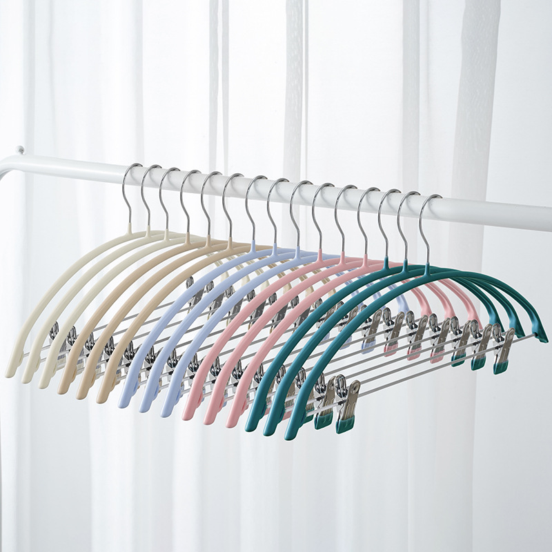 浸胶衣架半圆无痕衣夹多功能衣架家用干湿两用裤夹套装衣裤架批发图