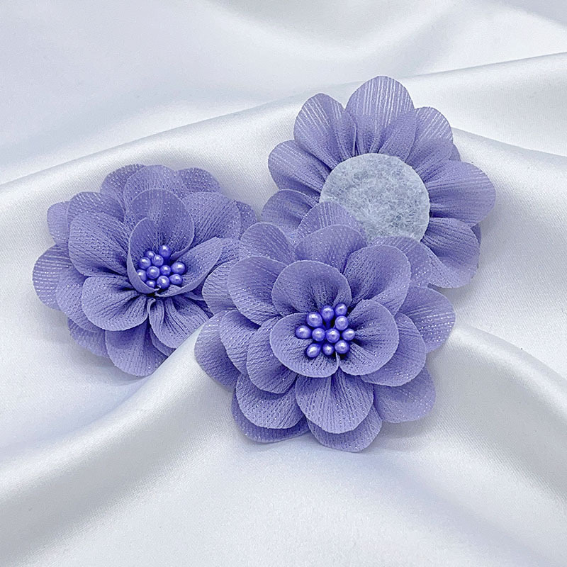 Korean Version Of Organza Flowers Children's Clothing Accessories Hairpin Accessories Cloth Handmade Flower Heart Flowers Application Scenario
