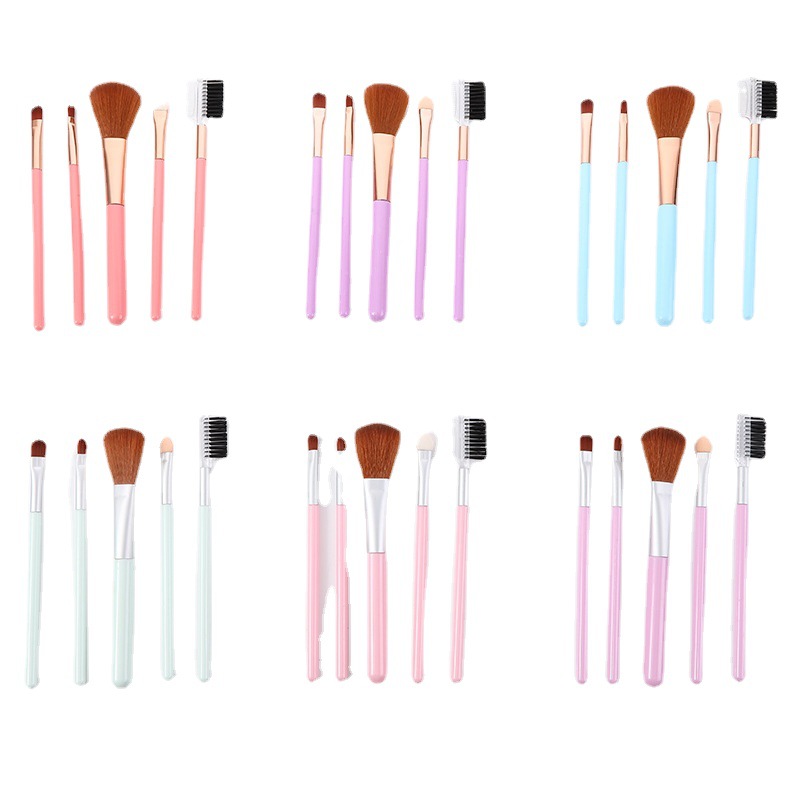 誉容颜纯色5支装化妆刷套装柔软舒适硅胶握柄化妆刷便携美妆工具