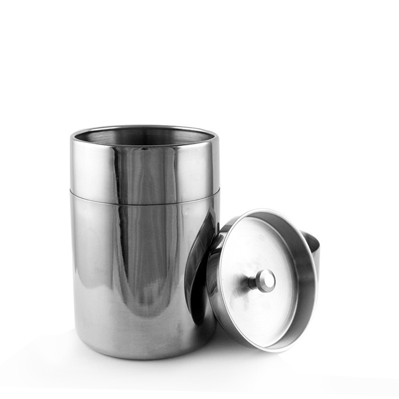 304 Stainless Steel Tea Can Double Lid Sealed Tea Can Universal Tea Can Portable Travel Grain Can Sealed Can details Picture