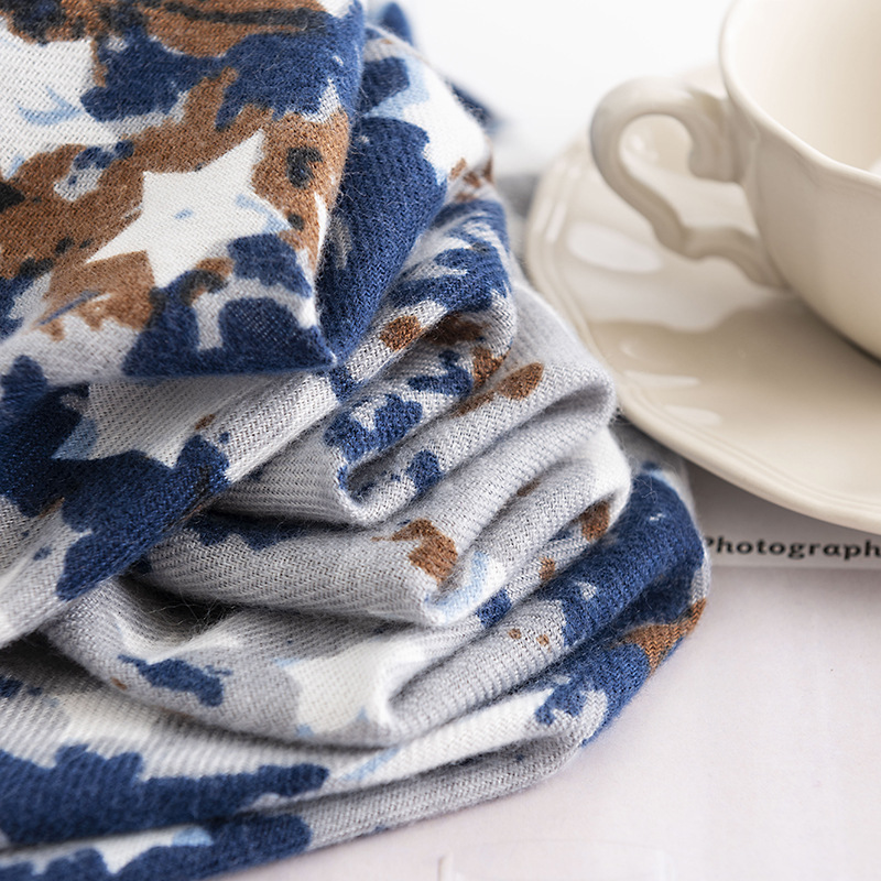 Star-Studded Printed Imitated Cashmere Scarf Elegant Style Warm Shawl Fashion Commuter Neck Shield Cold Bib Specification drawing