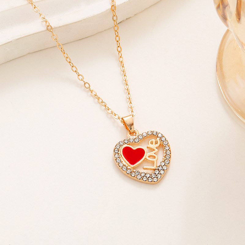 Europe And The United States Ins Love Jewelry Set Cross-Border Fashion Diamond-Inlaid Love Letter Heart Necklace Earrings Ring 3-Piece Set Application Scenario