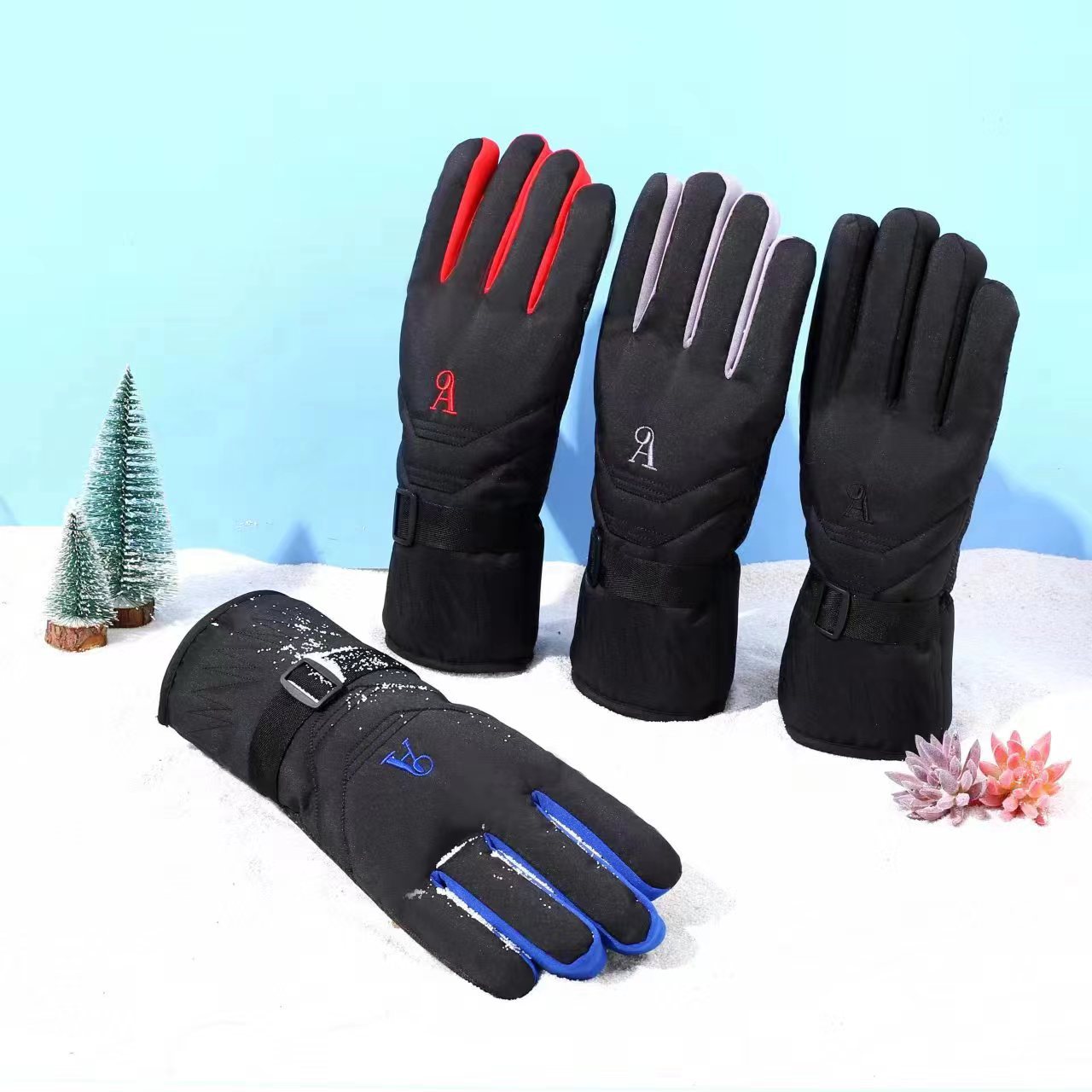 Cross-border thickened ski gloves, outdoor thickened cycling sports warm gloves, waterproof and windproof mountaineering gloves details Picture