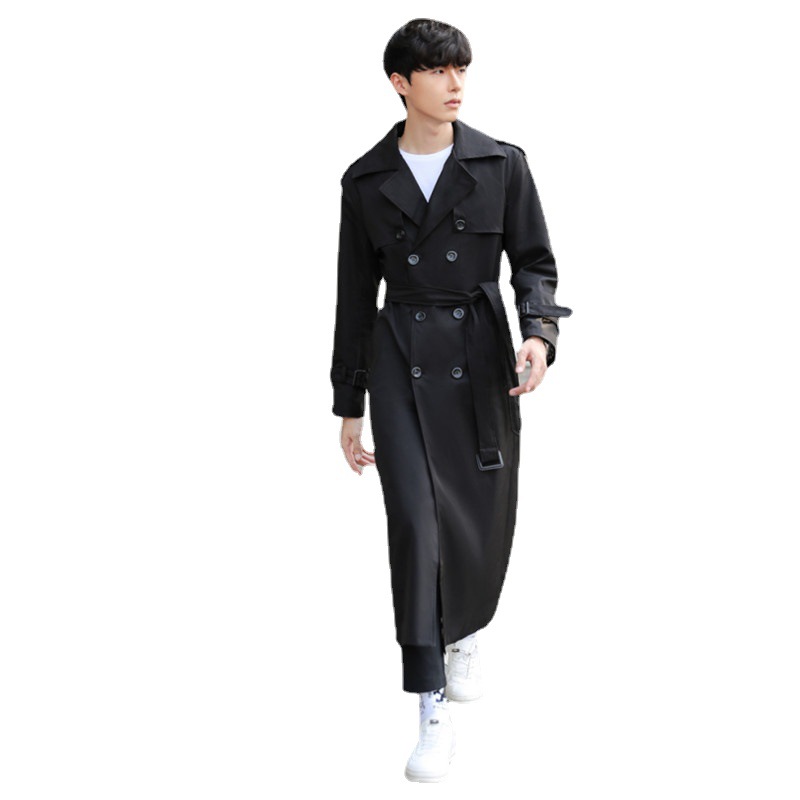Autumn and winter new large-sized long men's trench coat, double-breasted trench coat, youth business casual trench coat for men Item Picture