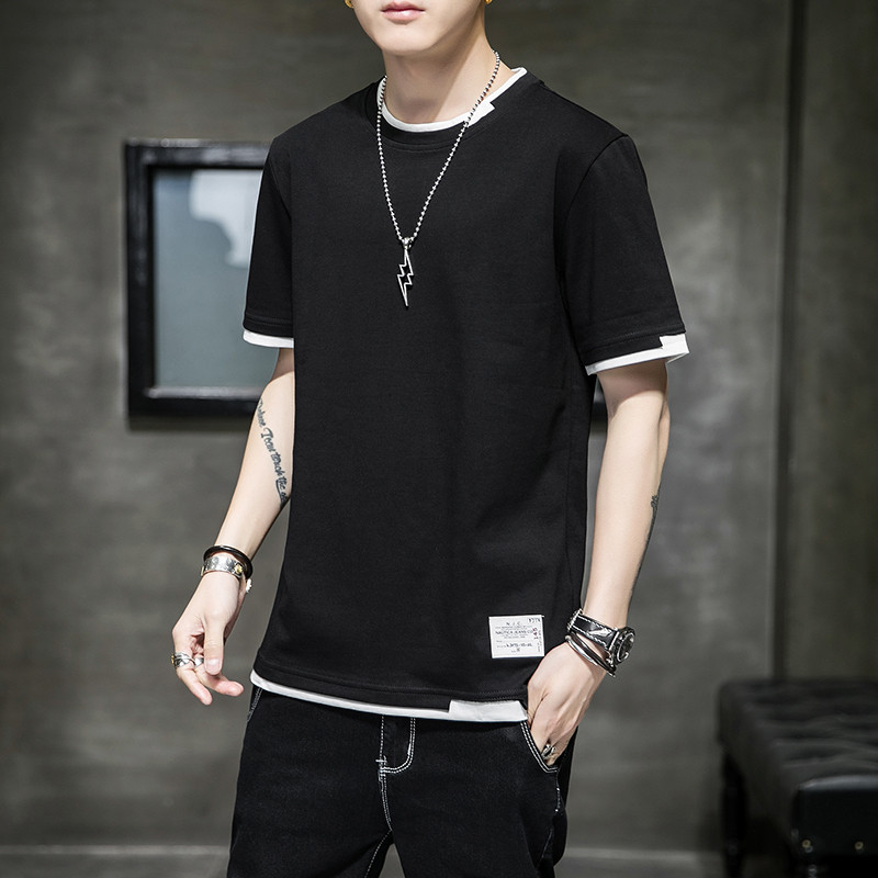 Summer new short-sleeved T-shirt for men, all-cotton men's fashion brand loose half-sleeved base layer, youth casual top for men Application Scenario