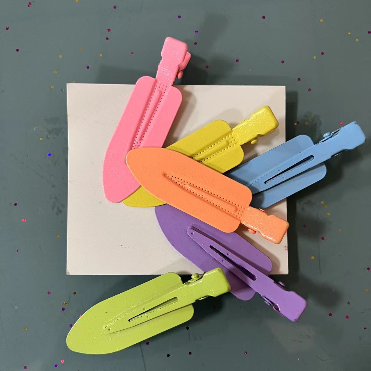 Girl Paint Candy Color Leaves Hairpin Diy Cream Glue Edge Clip Material Wholesale Factory Direct Sales Specification drawing