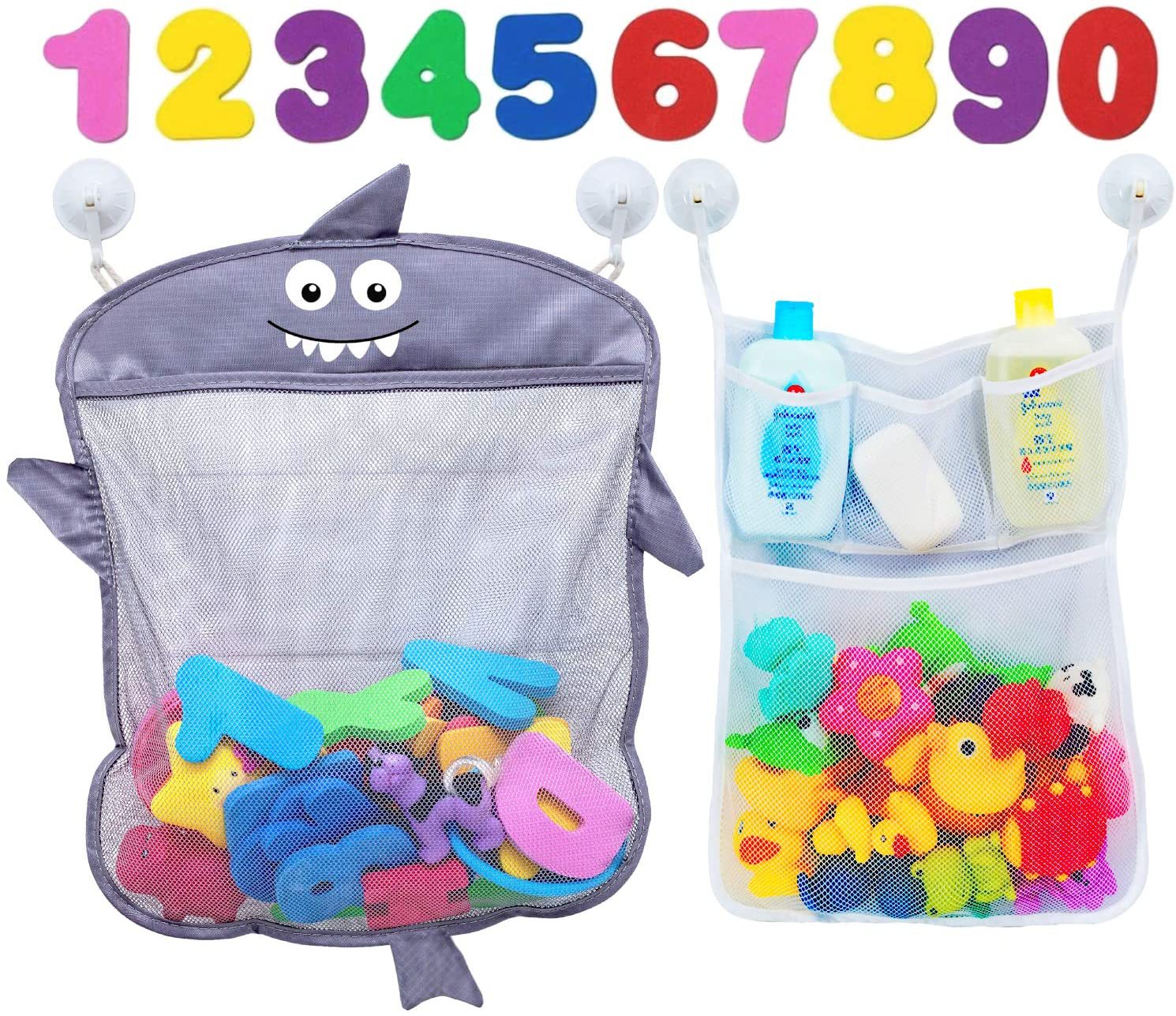 跨境热销儿童洗澡玩具挂袋可爱动物浴室收纳袋戏水吸盘网袋洗漱袋产品图