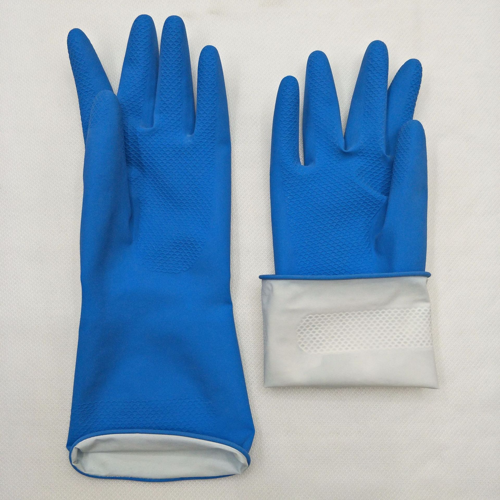 Latex fleece household gloves, laundry and dishwashing rubber cleaning gloves, multi-color household gloves, 60g Specification image