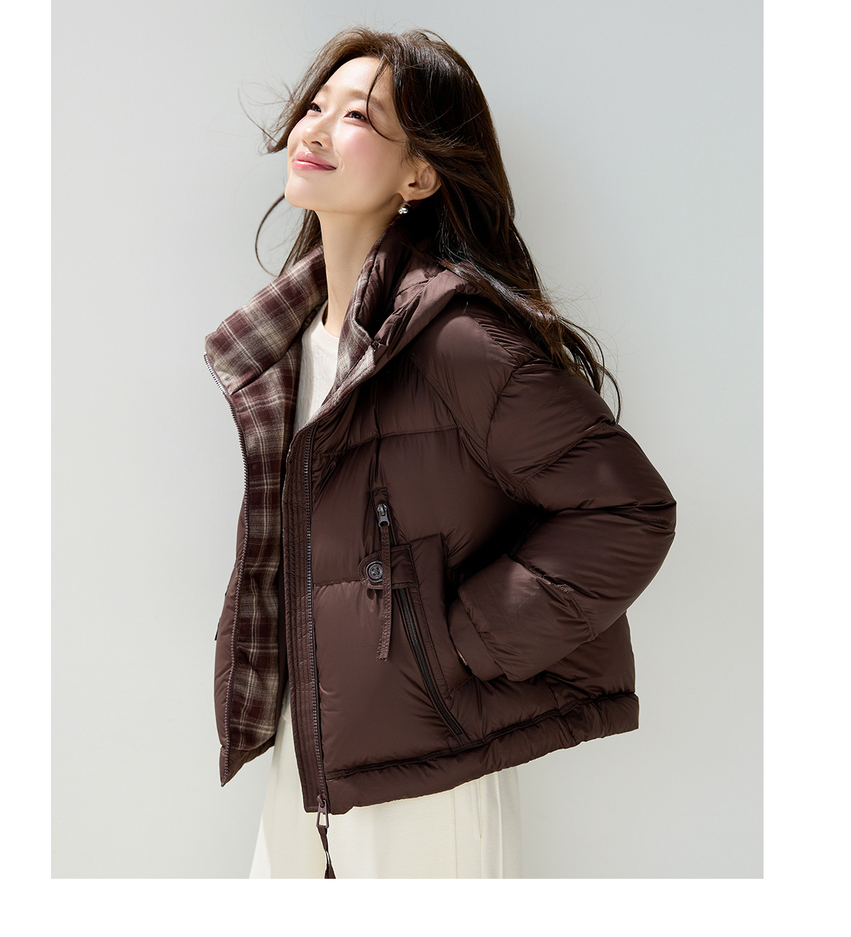 Casual hooded short 90mm white duck down jacket for women, thick, warm, loose, versatile, fashionable and stylish coat for winter pic 27