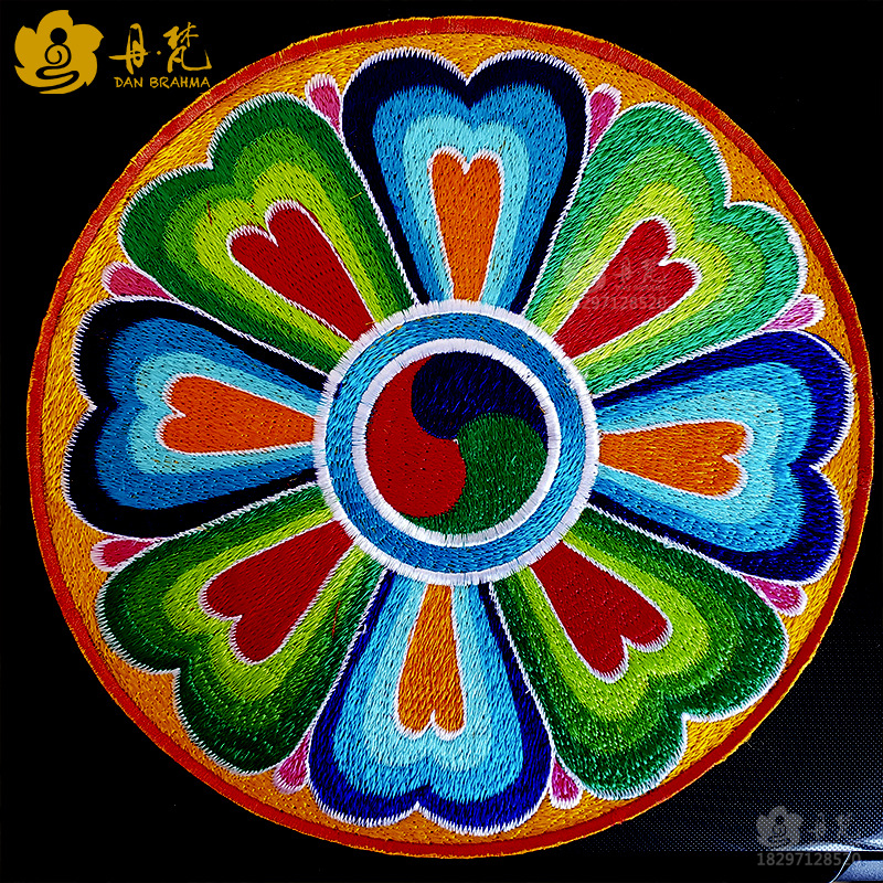 Nepal embroidery mat Manza tray mat auspicious eight treasures six-character true words bell cross pestle mat handmade round full figure