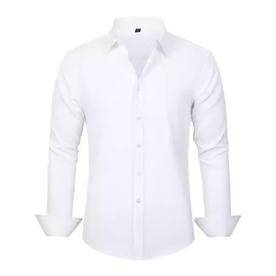 Amazon's best-selling four-sided stretch men's shirt, business casual formal wear, button-down, no-iron solid color shirt, men's long-sleeved Item Picture