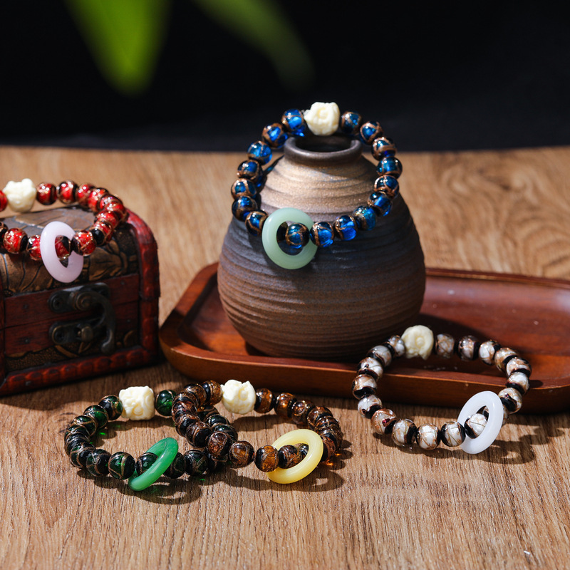Hanyu Yuan Beijing Laoqin Incense Ash Ancient Method Gold sand and Glass Bracelet, Five Elements Multi-treasure Cultural Play Douyin Bracelet chain