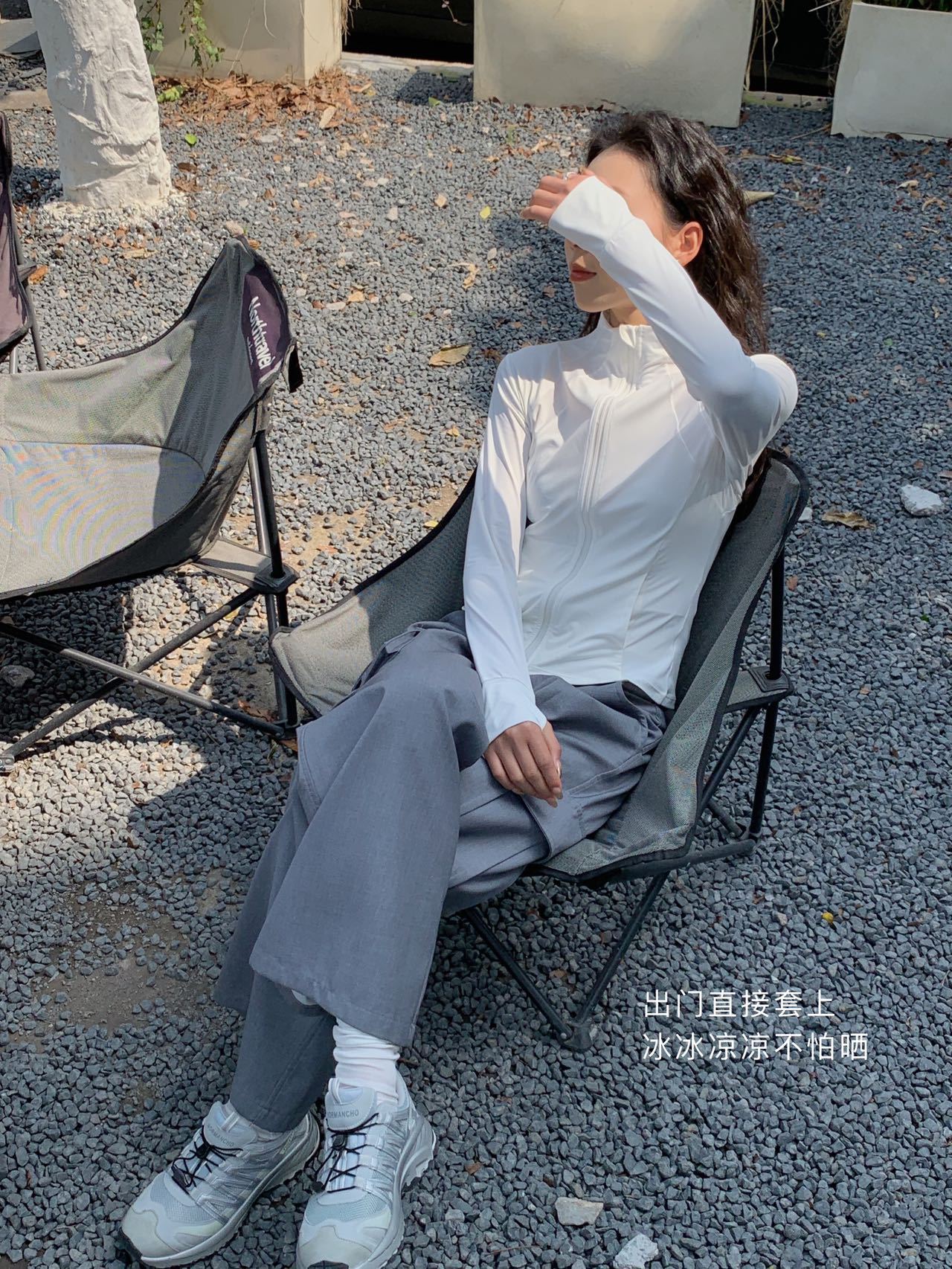 Korean Small Waist Stand Collar Sun Protection Clothes Women's Summer Thin Outdoor Sun Protection Coat Slim Exercise Yoga Top details Picture