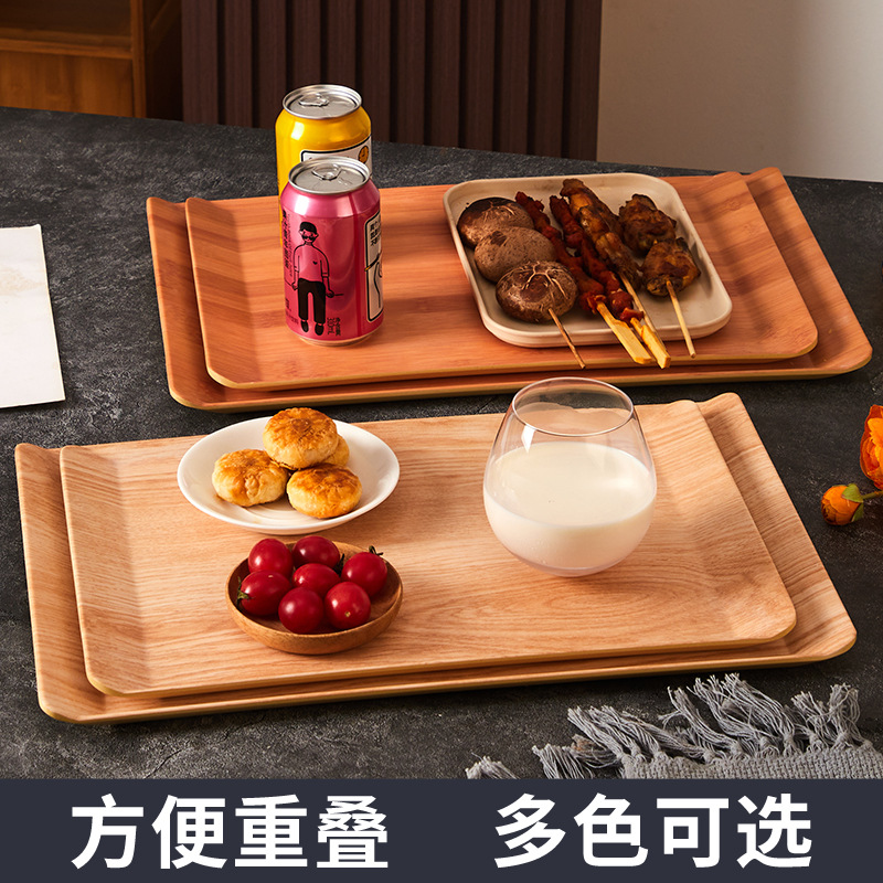 Melamine tableware, wood-grain trays, special trays for barbecues, skewer trays, commercial hot pot serving and serving skewer trays Application Scenario