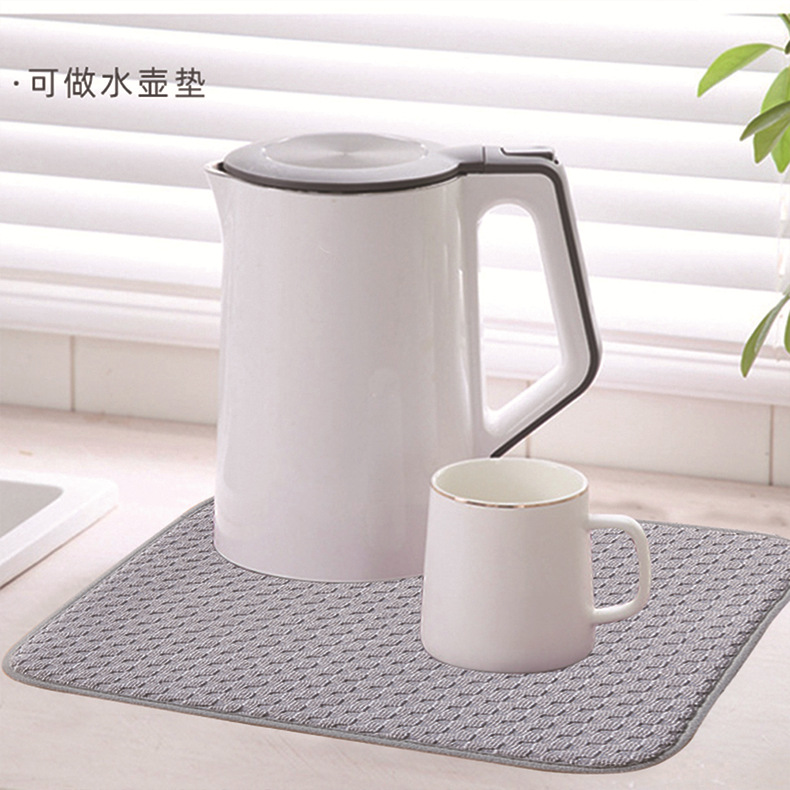 Cross-Border Microfiber Kitchenware Drain Drying Mat Home Countertops Kitchen Heat Insulation Mat Absorbent Quick-Drying Placemats details Picture