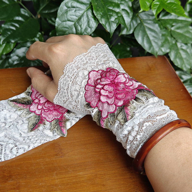 夏季新款民族风蕾丝立体花刺绣女士手袖民族服配饰手套舞蹈表演