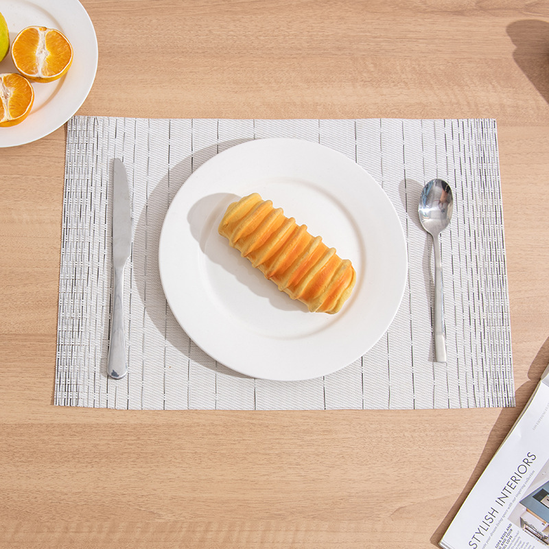 Woven Heat Insulation Mat, Simple Teslin Hotel Western Dining Mat, Home Pvc Striped Square Anti-Scald Mat Specification drawing