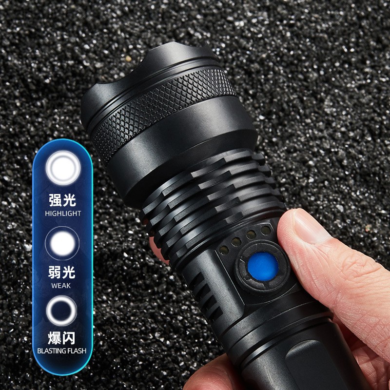 Cross-Border Led Flashlight, High-Intensity Usb Charging, Ultra-Bright Long-Range Multi-Functional Outdoor Household Lighting Lamp, Portable Application Scenario