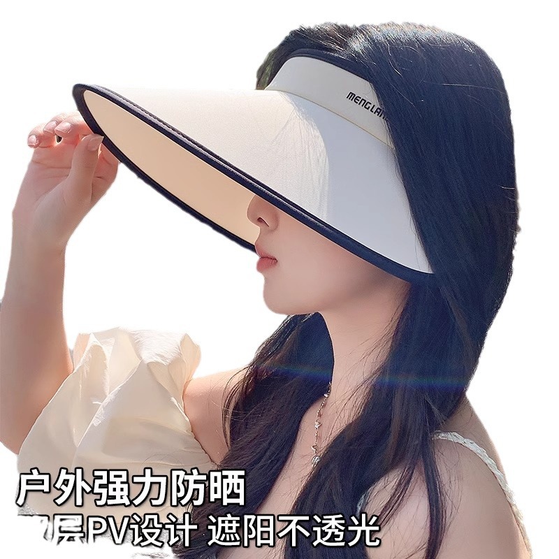 Empty Top Sun Block Hat Women's Summer Uv Protection Outdoor Riding Hat Large Brim Shade Face Peach Heart Shade Sun Hat Item Picture