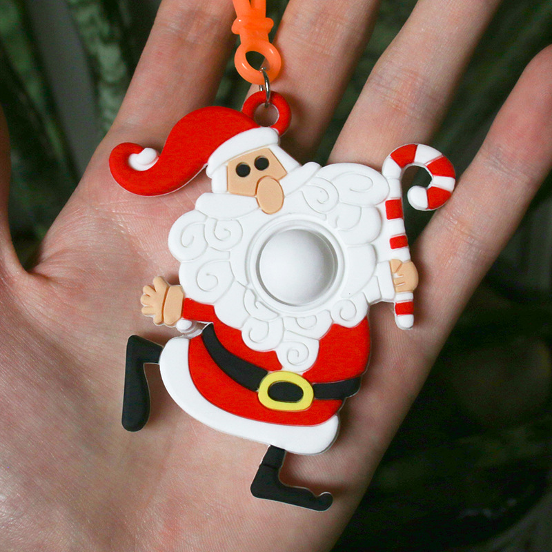 跨境新款圣诞节泡泡钥匙挂件pvc软胶圣诞老人圣诞滴胶灭鼠钥匙扣详情图3
