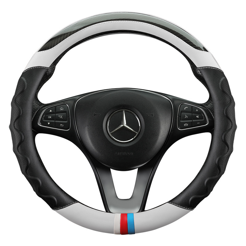 Manufacturers Make A New Set Of Fashion Splicing Four Seasons Available Car Steering Wheel Cover Leather Carbon Fiber Six Colors Item Picture