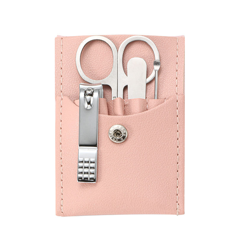 Pink stainless steel nail clippers set of 4 pieces, nail and nail care tools, nail clippers, eyebrow shears, gift manufacturer wholesale shanilak Item Picture