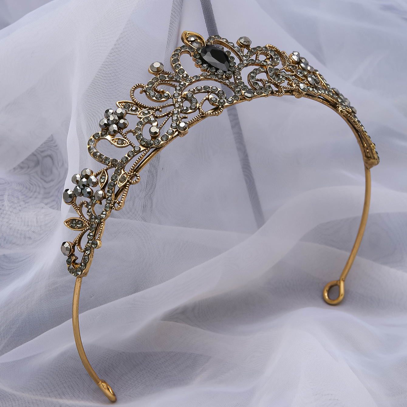 European and American wedding bride's crown headwear, crystal birthday hair accessory, wedding dress, studio queen's hair crown, crown hair band, hair accessory Specification image