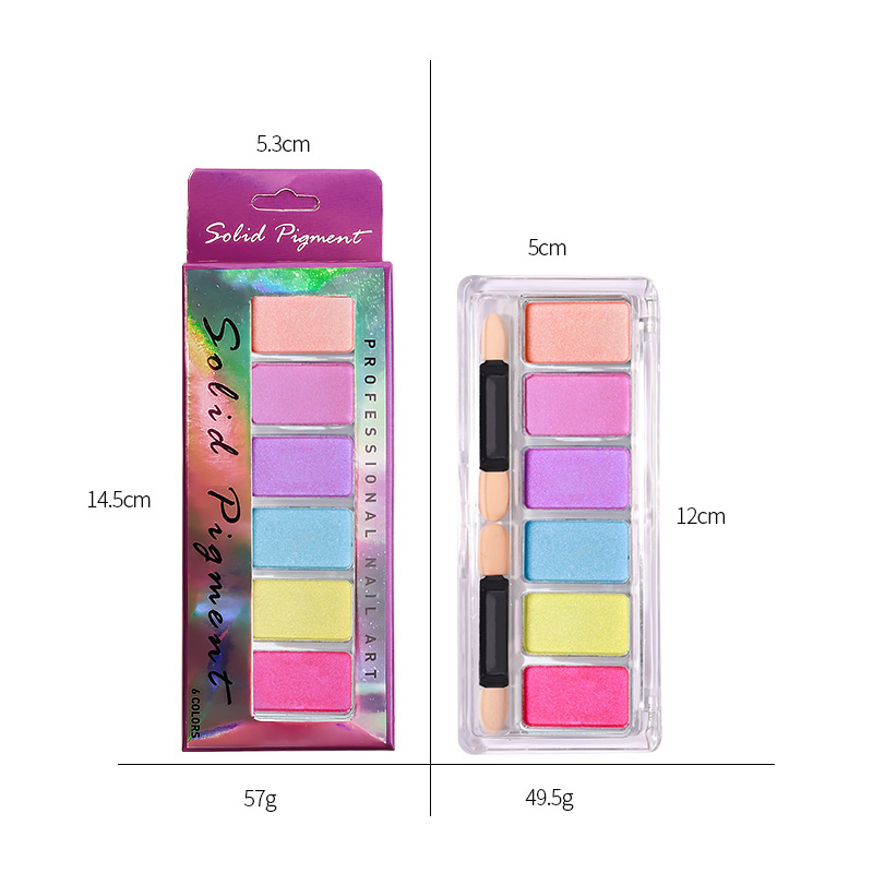 shanilak manicura nuevo estado sólido magic mirror powder 6 colores combinación set aurora powder fairy powder brillo duradero manicura accesorios - 5
