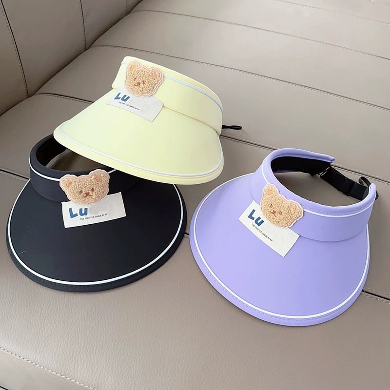 Children's Sun Hat Bear Summer Outdoor Sun Hat With Empty Top And Large Brim Can Be Folded To Protect Against Ultraviolet Rays details Picture