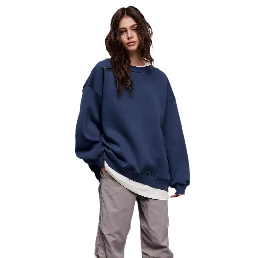 Neutral style hoodie, new cross-border fashion trend women's clothing for autumn and winter in Europe and America, versatile loose fleece hoodie wholesale Item Picture