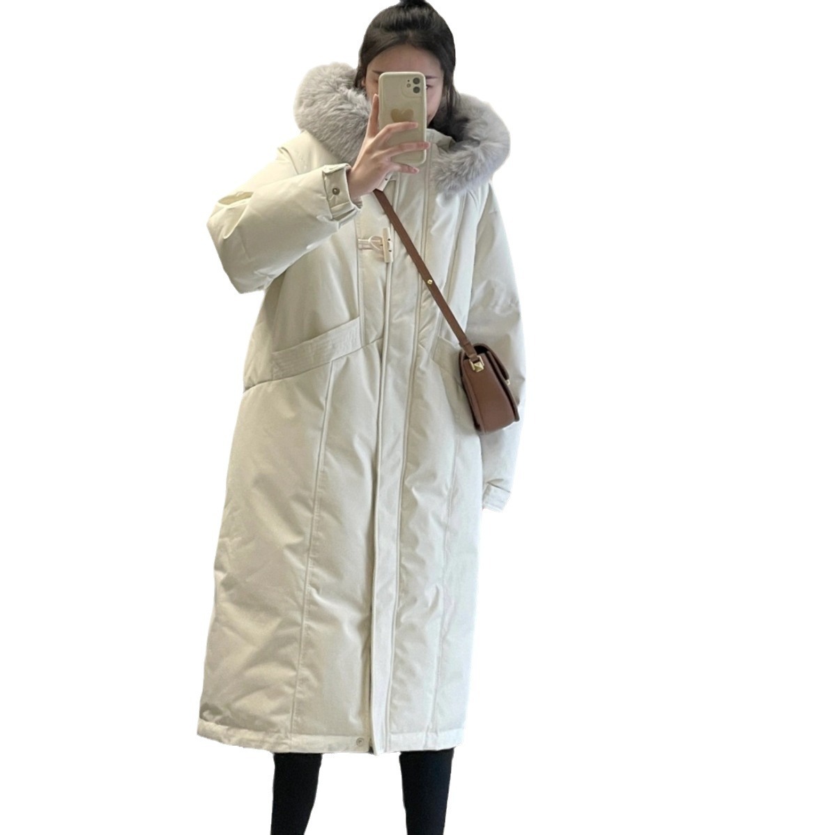 The Same Down Jacket Under The Line Women's Mid-Length 2023 New Explosive Fashion Korean Version Of Winter Thickened Over The Knee Coat Item Picture