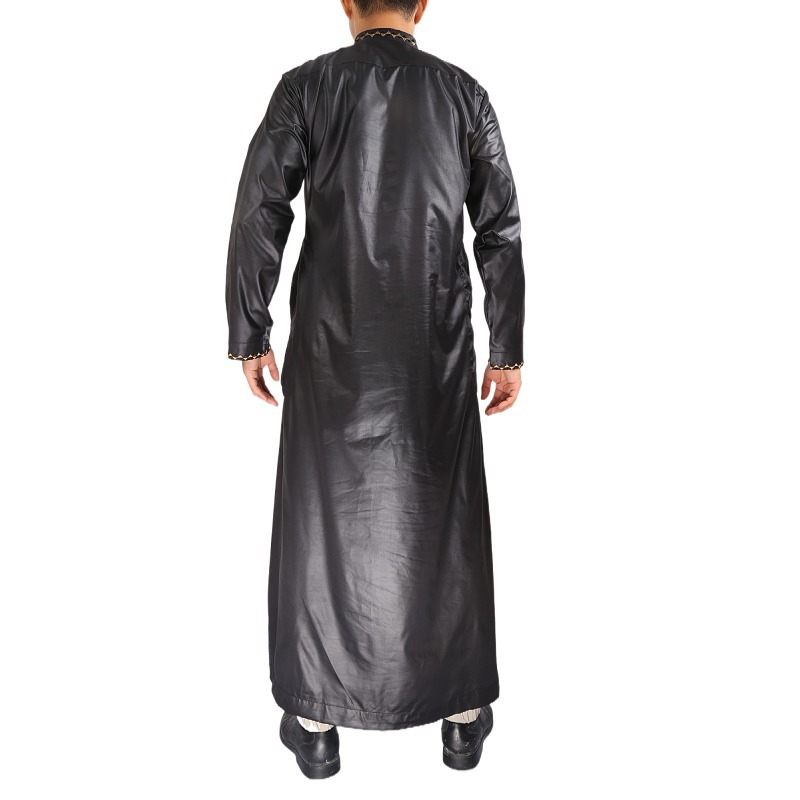New spot bright velvet Arabian men's robe long sleeves stand collar fashion embroidered worship robe Item Picture
