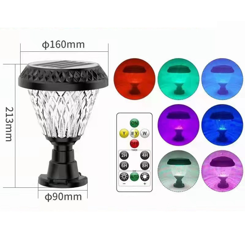 Solar outdoor garden lights, led ground plug lawn lights, wholesale column head lights, waterproof household garden landscape street lights Specification image