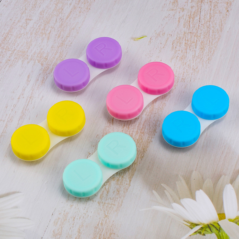 厂家批发多种颜色隐形眼镜盒双联盒塑料PP伴侣盒双联盒