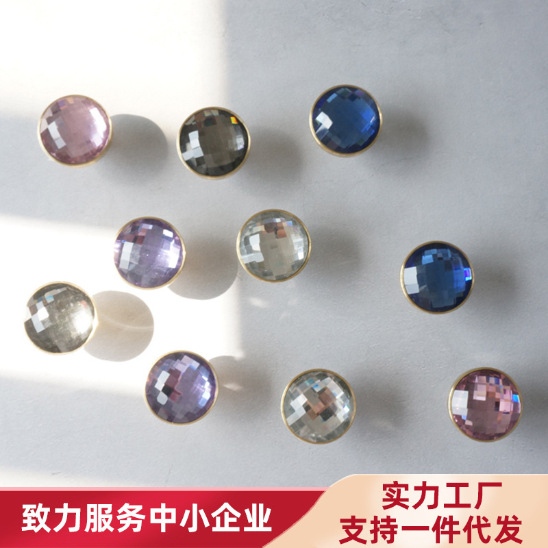 European-style light luxury crystal brass handles, modern and simple drawers, cabinets, wardrobe doors, American-style copper small handles with single holes