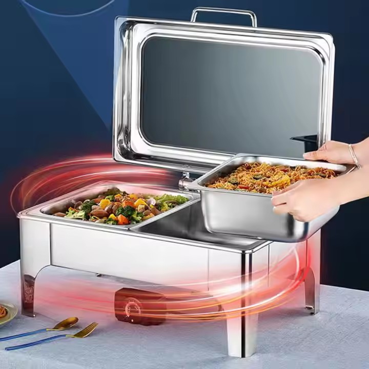 Hydraulic Dinner Stove Stainless Steel Buffet Stove Electric Heating Glass Visual Cover Electric Buffy Stove Buffet Guarantee Outlet