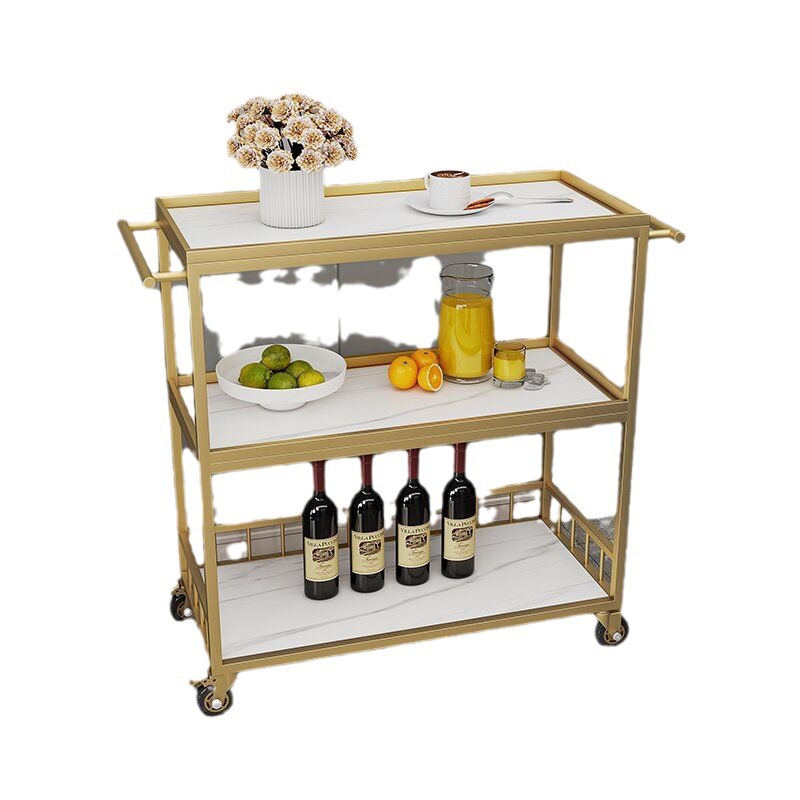 Food cart, trolley, three-story mobile trolley for restaurants and hotels, dining cart, household kitchen storage rack, seasoning rack Item Picture