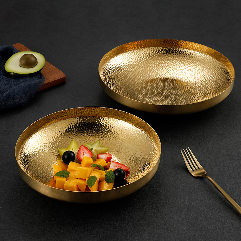Three-Layer Steel Plate Fruit Plate Stainless Steel Salad Plate High Appearance Level Export Dessert Plate Hotel Commercial Dishes details Picture