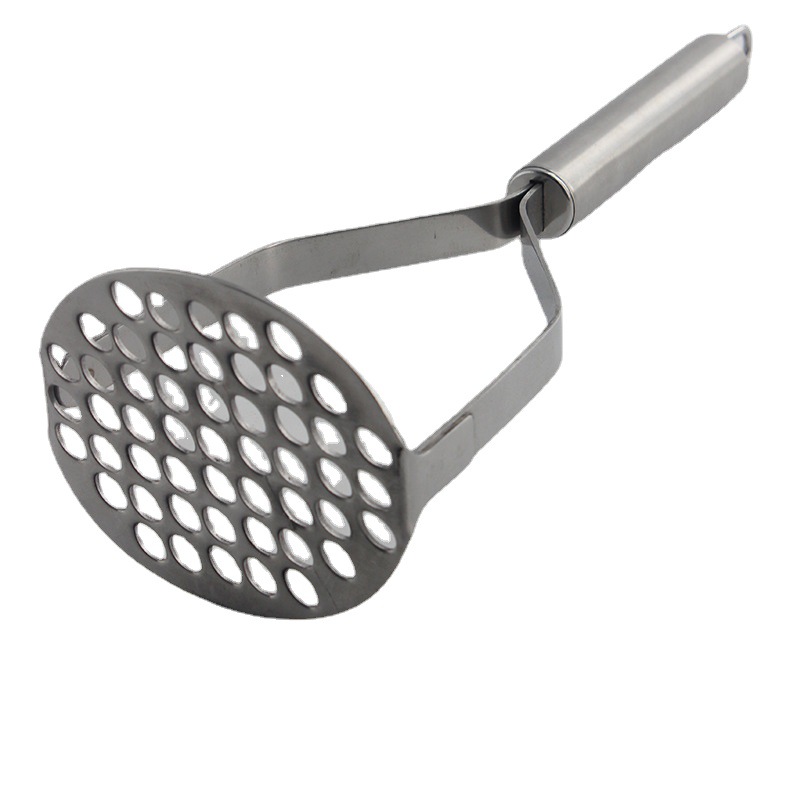Potato Puree 430 Stainless Steel Potato Press Multi-Function Slotted Spoon Red Sweet Potato Fruit Puree Press Potato Masher Item Picture
