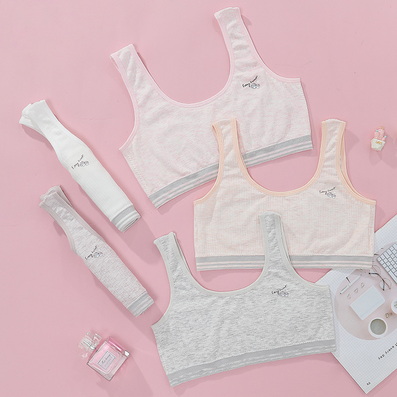 [Activity] Seamless girls underwear Pure cotton thin comfortable breathable fixed cotton pad anti-naked vest type student bra in stock Specification drawing