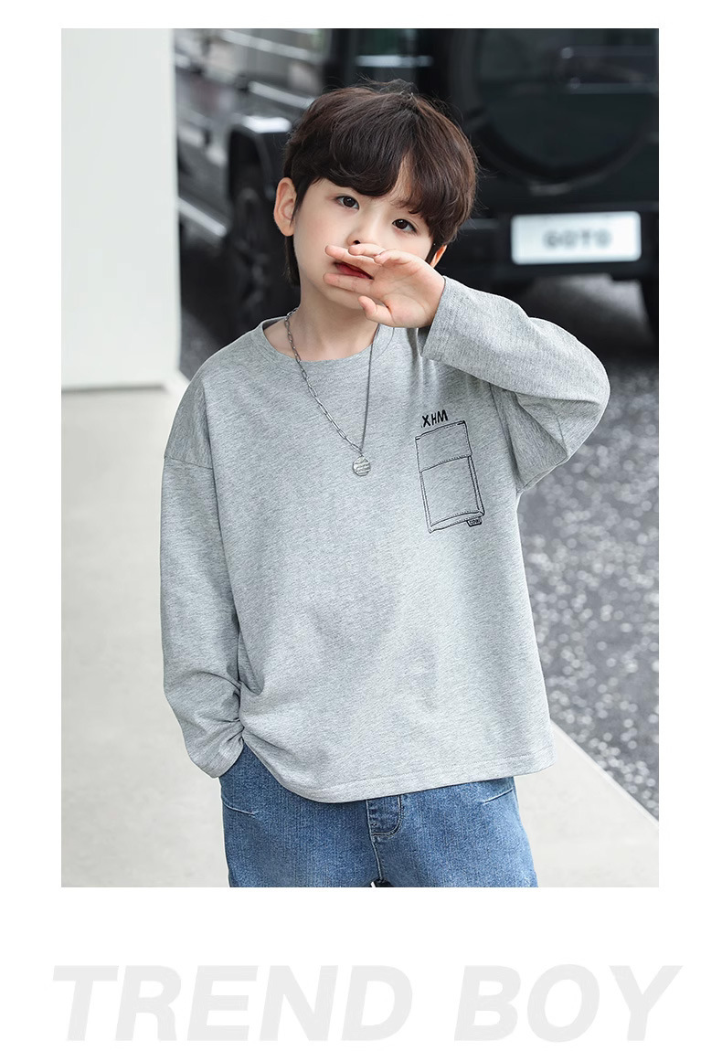 童装男童长袖t恤儿童2025新款纯棉内搭上衣宽松圆领打底衫衣服潮详情19