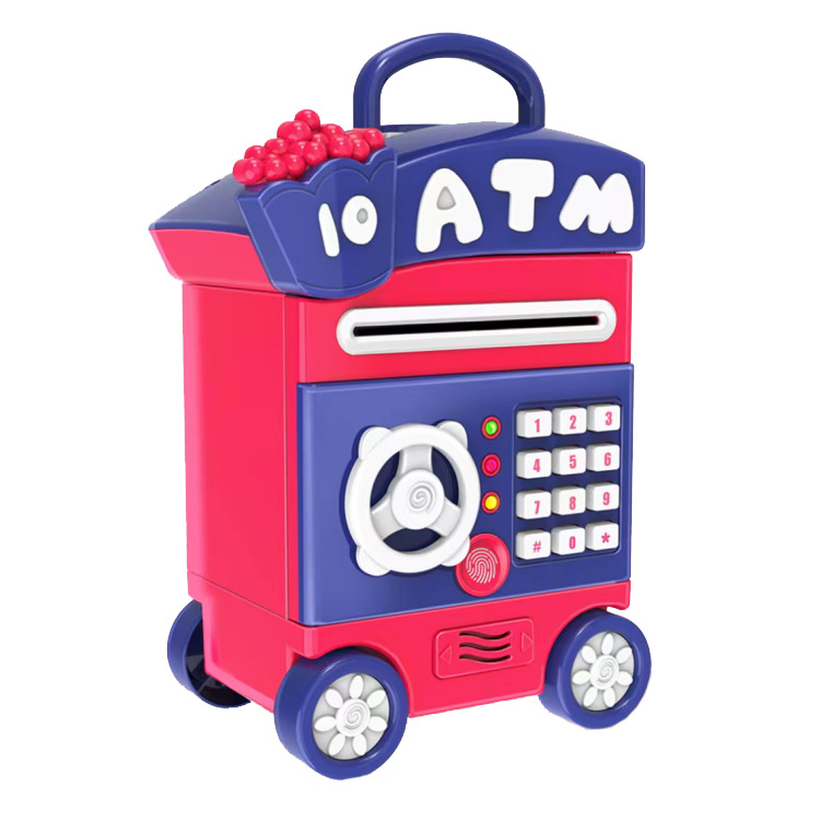Pink/Purple 2-color automatic money-rolling piggy bank, fingerprint-sensing password, children's ATM piggy bank toy Application Scenario
