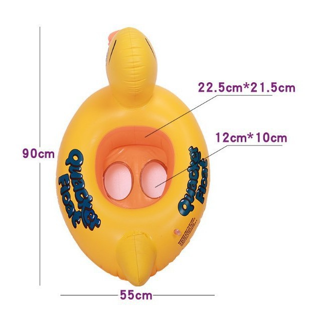 Thickened large and small yellow duck swimming rings, life buoys, seat rings, inflatable boats, yachts, water children's cartoon beach toys details Picture