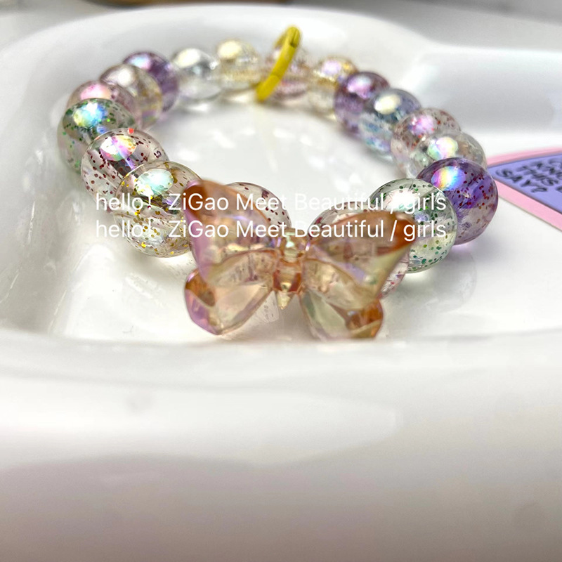 Korean Version Transparent Color Butterfly Chain Jewelry Small Fresh Paper Powder Beads Mobile Phone Chain Temperament Cute Decorative Pendant details Picture