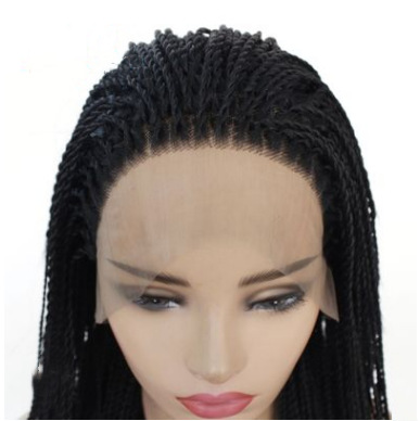 European and American women's two-strand braided reggae wig front lace synthetic fiber half-hand-woven head cover LW0102 Specification image
