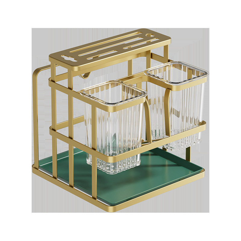 Light luxury kitchen knife rack, storage rack, high-end countertop, chopstick holder, basket, knife and spoon draining carbon steel storage rack Item Picture