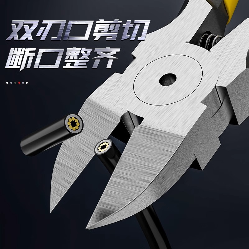 Industrial chromium-vanadium steel 4-inch and 6-inch labor-saving spout pliers, high-hardness thickened double-edge spout pliers for cutting steel wire Application Scenario