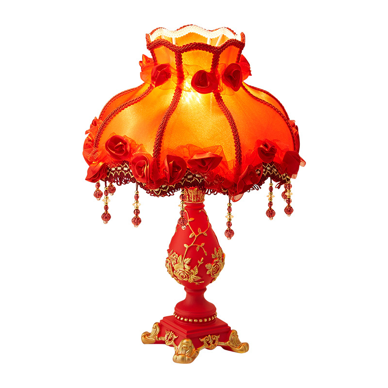European-style table lamp, bedroom, ins girl bedside lamp cabinet, wedding room, romantic, warm and luxurious decoration, home dimmable Application Scenario