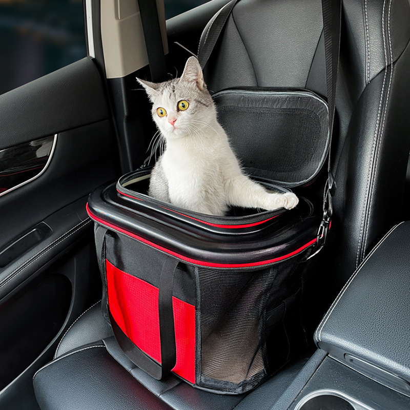 新款猫包车载宠物包座位折叠透气便携外出大容量狗背包宠物外出包详情图1