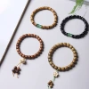 Single-loop bracelet made of green sandalwood, black sandalwood and rosewood, DIY style, factory wholesale, men's and women's prayer bead decorative jewelry bracelet details Picture